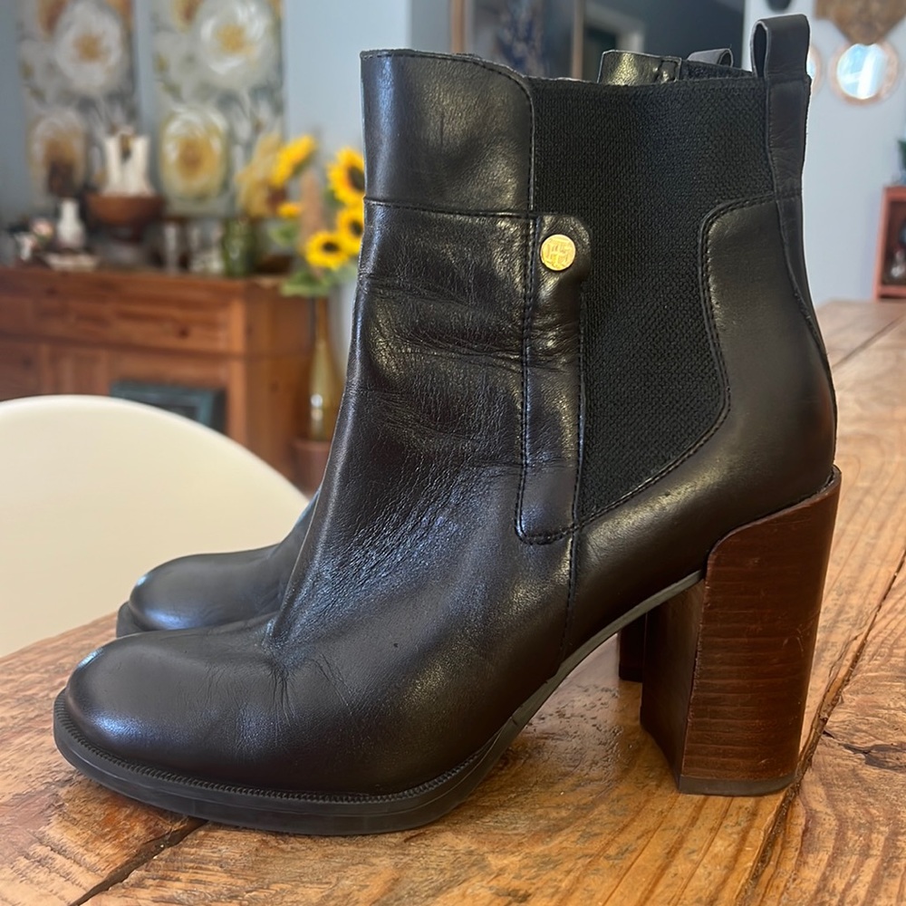 Womens Tommy Hilfiger Britton Block Heel Ankle Boots, Black Multi rocker style